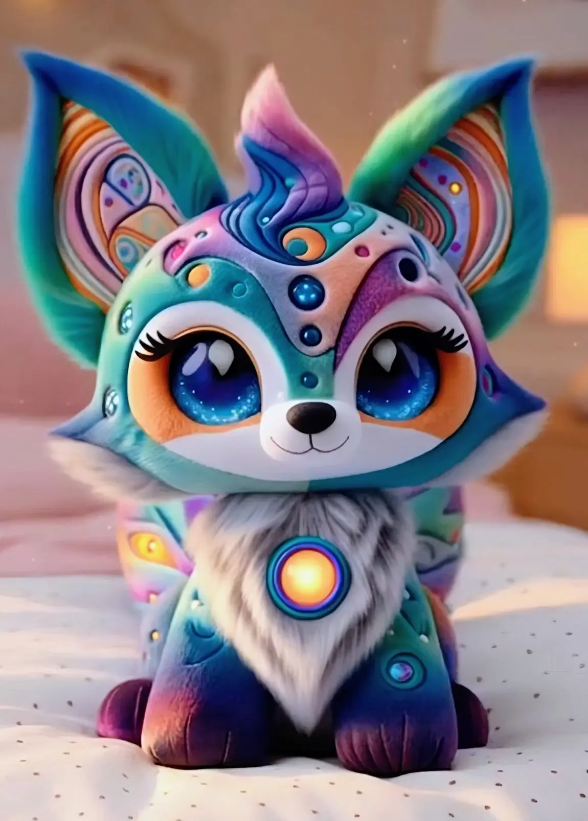Conceptual portrait showing Whimsy Wisper's expressive eyes and glowing pendant
